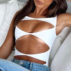 White Fox Never Sleep Bodysuit White Size Small NWT